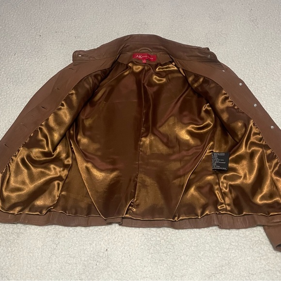 Anne Klein Y2K leather jacket size small cinnamon brown - Picture 6 of 8